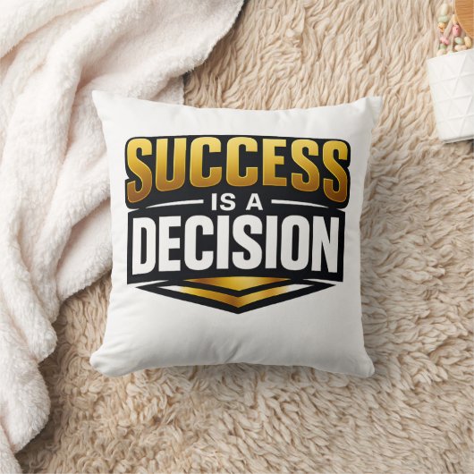 Success Gold Typography on Black クッション (ブランケット)