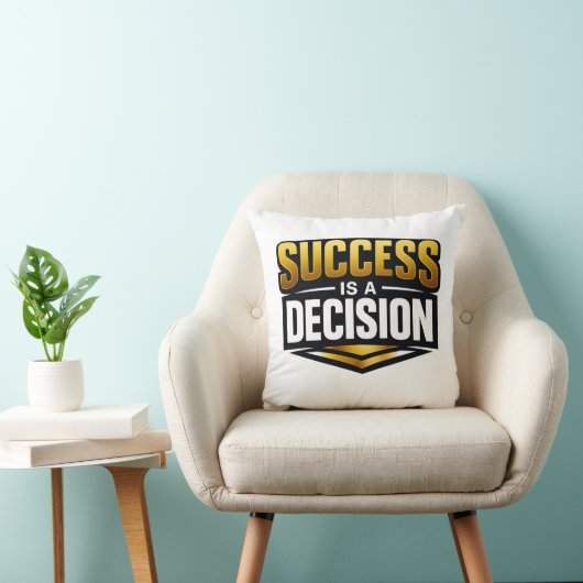 Success Gold Typography on Black クッション (椅子)