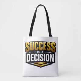 Success Gold Typography on Black トートバッグ
