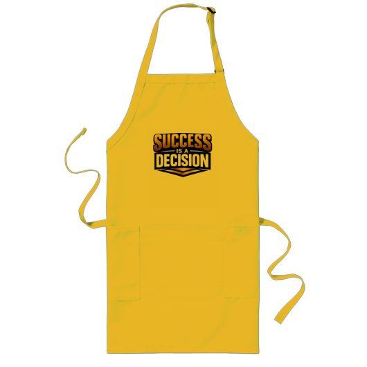 Success Gold Typography on Black ロングエプロン (正面)