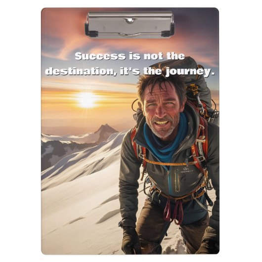 Success & Hard Work Mountain climber Motivational  クリップボード (正面)