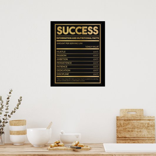 Success Motivational Wall Art ポスター (キッチン)