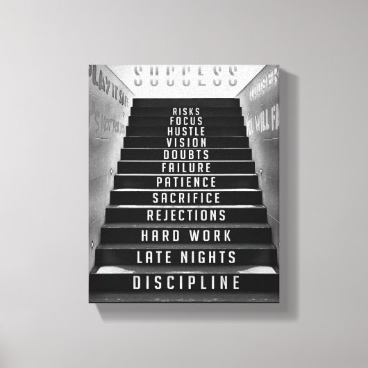 Success Staircase, gift for hustler, motivational キャンバスプリント (正面)