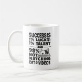 Success vs Cat Videos – 可愛おもしろいいやる気を起こさせる コーヒーマグカップ (左)