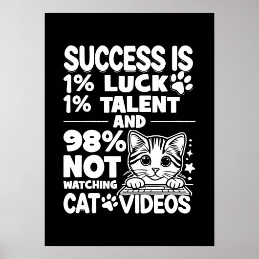 Success vs Cat Videos – 可愛おもしろいいやる気を起こさせる ポスター (正面)