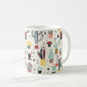 Succulentおよび三角形が付いているポットのサボテン コーヒーマグカップ (正面右)