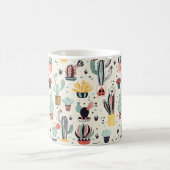 Succulentおよび三角形が付いているポットのサボテン コーヒーマグカップ (中央)