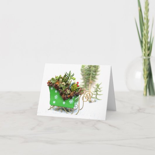 Succulentによって満たされるそりの休日の挨拶状 シーズンカード (正面)
