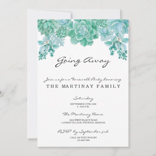 Succulentの行く遠くににパーティの招待状 招待状 (正面)