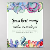Succulent cactus Guess how many Baby shower game ポスター (正面)