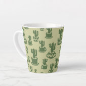 Succulent cactus silhouette in cups and pots  カフェラテマグ (左アングル)