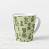 Succulent cactus silhouette in cups and pots  カフェラテマグ (右アングル)
