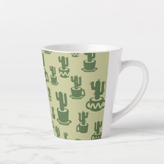 Succulent cactus silhouette in cups and pots  カフェラテマグ (右)