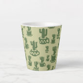 Succulent cactus silhouette in cups and pots  カフェラテマグ (正面)
