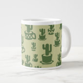 Succulent cactus silhouette in cups and pots ジャンボコーヒーマグカップ (正面右)