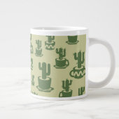 Succulent cactus silhouette in cups and pots ジャンボコーヒーマグカップ (右)
