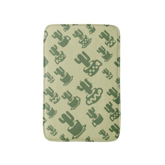 Succulent cactus silhouette in cups and pots バスマット (正面縦)