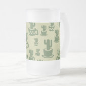 Succulent cactus silhouette in cups and pots  フロストグラスビールジョッキ (正面右)