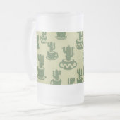 Succulent cactus silhouette in cups and pots  フロストグラスビールジョッキ (正面左)