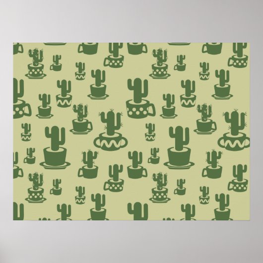 Succulent cactus silhouette in cups and pots  ポスター (正面)
