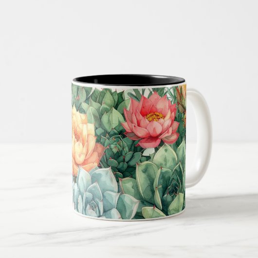 Succulent Garden mug- Cactus Botanical Plant ツートーンマグカップ (正面右)