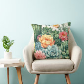 Succulent Garden Pillow - Cactus Botanical Plant  クッション (椅子)