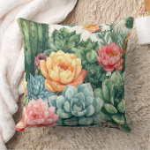 Succulent Garden Pillow - Cactus Botanical Plant  クッション (ブランケット)