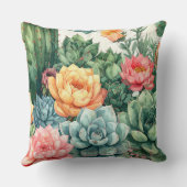 Succulent Garden Pillow - Cactus Botanical Plant  クッション (裏面)