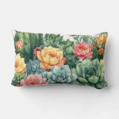Succulent Garden Pillow - Cactus Botanical Plant  ランバークッション (裏面)