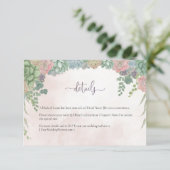 Succulent Green and Blush Wedding Details Card サンキューカード (スタンド正面)