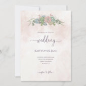 Succulent Green and Blush Wedding Invitation 招待状 (正面)