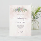 Succulent Green and Blush Wedding Invitation 招待状 (スタンド正面)