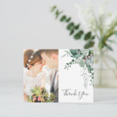 Succulent Greeneryフロントとバック写真ありがとう ポストカード (スタンド正面)