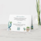 Succulent Greenery Cactus Photo QR Code Wedding 招待状 (裏面)