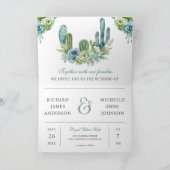 Succulent Greenery Cactus Photo QR Code Wedding 招待状 (内部)