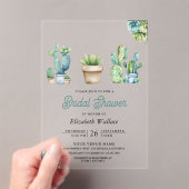 Succulent Greenery Cactus Pots Bridal Shower アクリル招待状 (インサイチュ (ポータブル))
