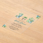 Succulent Greenery Cactus Pots Bridal Shower アクリル招待状 (レイダウン)