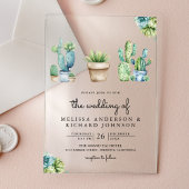 Succulent Greenery Cactus Pots Wedding アクリル招待状