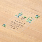 Succulent Greenery Cactus Pots Wedding アクリル招待状 (レイダウン)