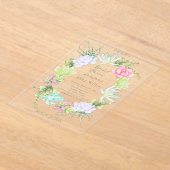Succulent Greenery Wreath Bridal Shower  アクリル招待状 (レイダウン)