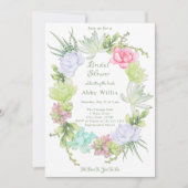 Succulent Greenery Wreath Bridal Shower  招待状 (正面)