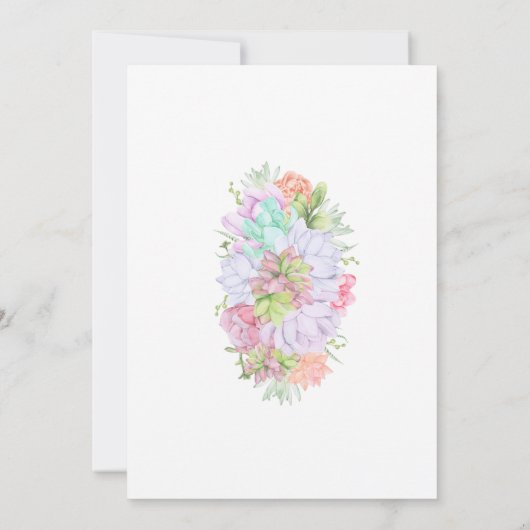 Succulent Greenery Wreath Bridal Shower 招待状 (裏面)