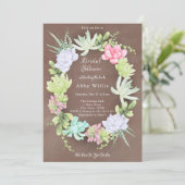 Succulent Greenery Wreath Bridal Shower  招待状 (スタンド正面)