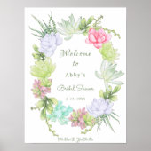 Succulent Greenery Wreath Bridal Shower Welcome ポスター (正面)