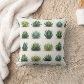 Succulent Grid Pattern – Modern Botanical Tile クッション (ブランケット)