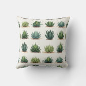 Succulent Grid Pattern – Modern Botanical Tile クッション (裏面)
