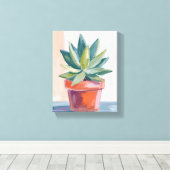 Succulent Houseplant Watercolor Botanical キャンバスプリント (インサイチュ (ウッドフロア))