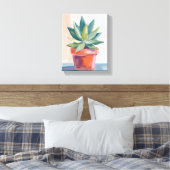 Succulent Houseplant Watercolor Botanical キャンバスプリント (インサイチュ (寝室))