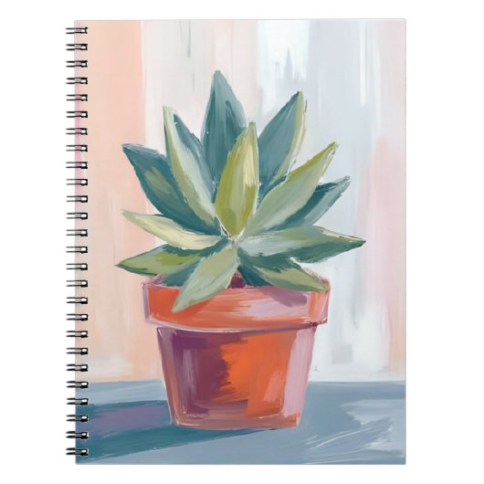 Succulent Houseplant Watercolor Botanical ノートブック (正面)