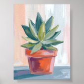 Succulent Houseplant Watercolor Botanical ポスター (正面)